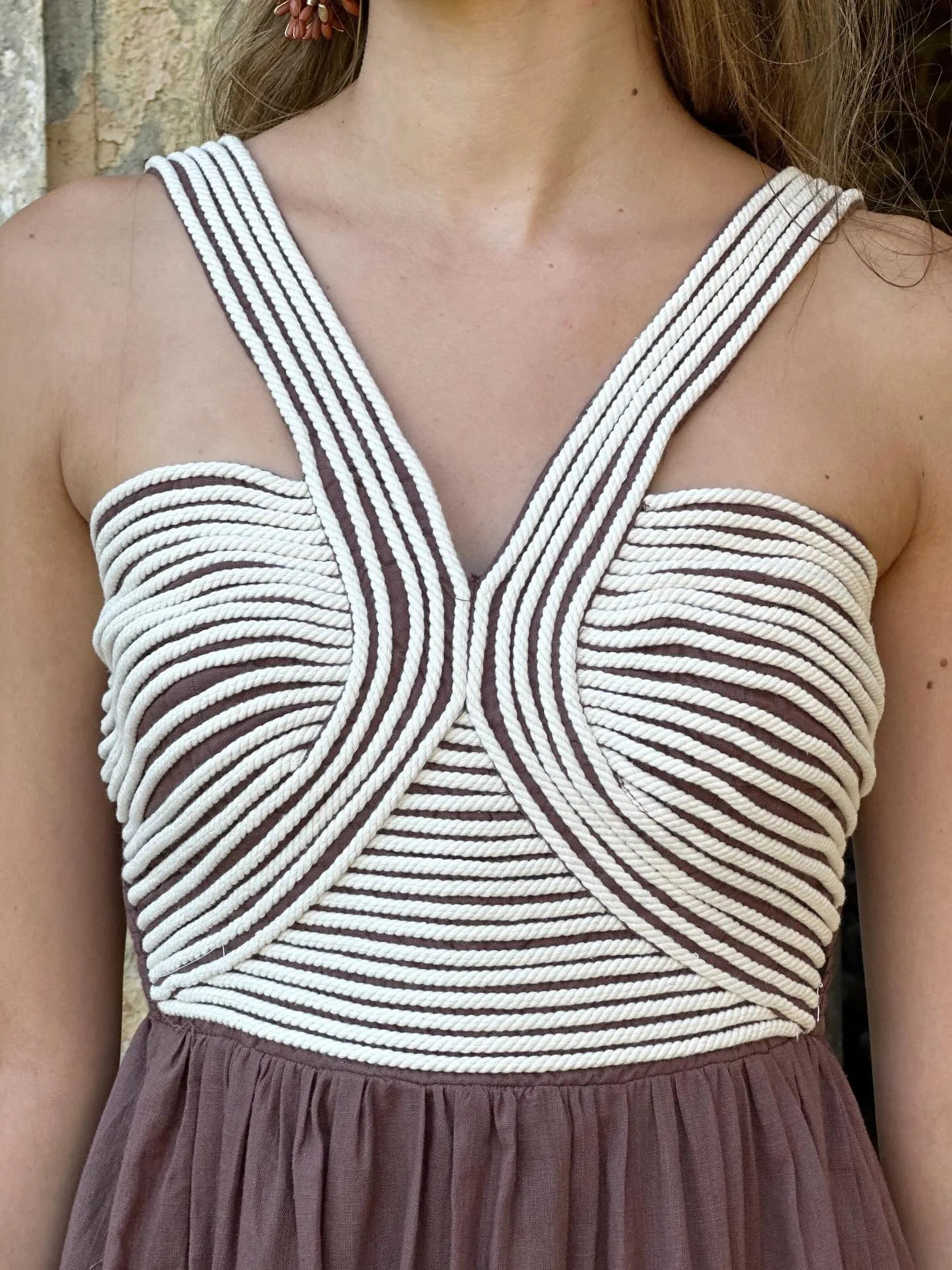 Tiered Maxi Dress with Crisscross Textured Bodice