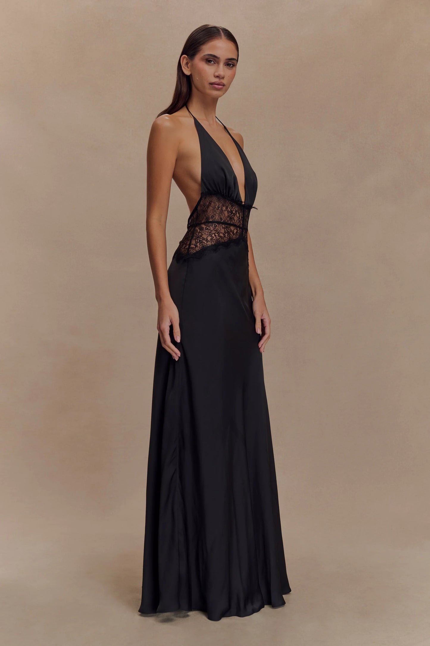 Dinah Lace And Satin Maxi Dress