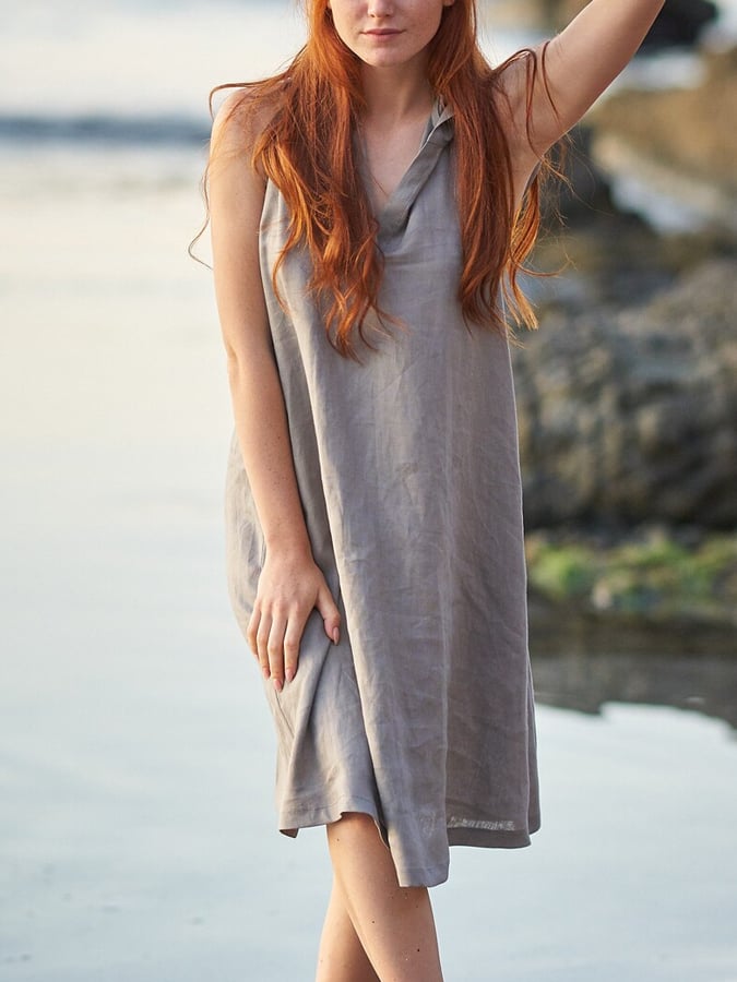 Women's Casual Solid Hooded Linen Dress