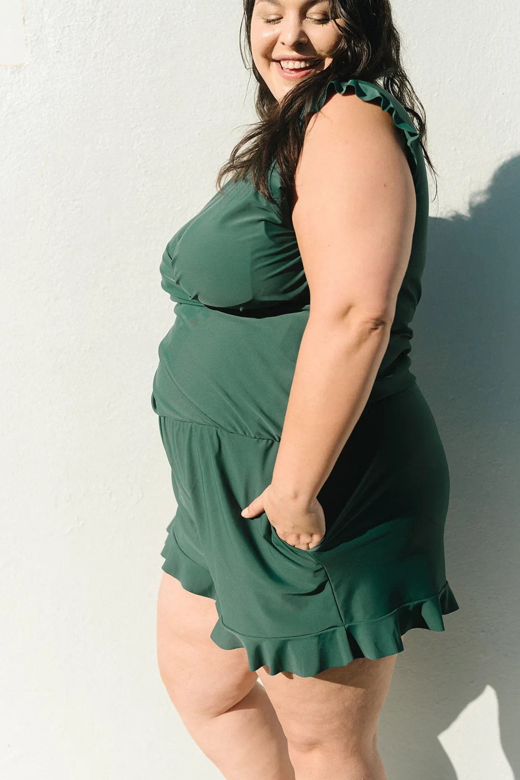 Swim Romper Built-in Bra& Detachable Bra Cup