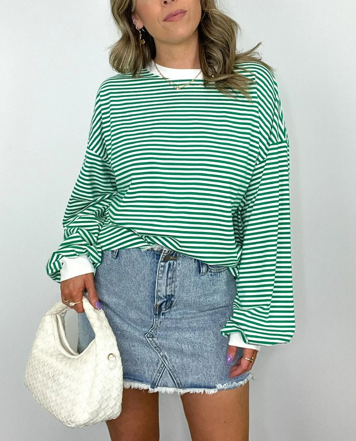 Women's Casual Striped Crewneck Oversized Pullover