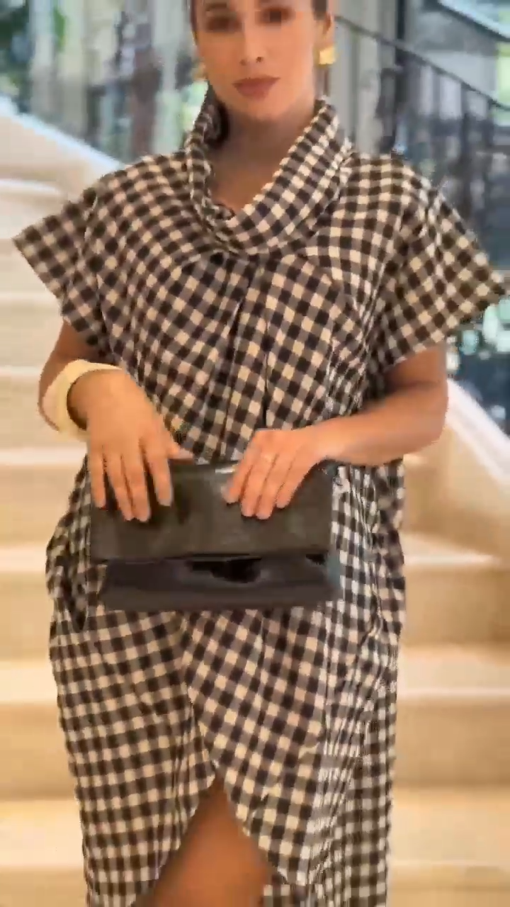 Oversized Check Print Casual Dress