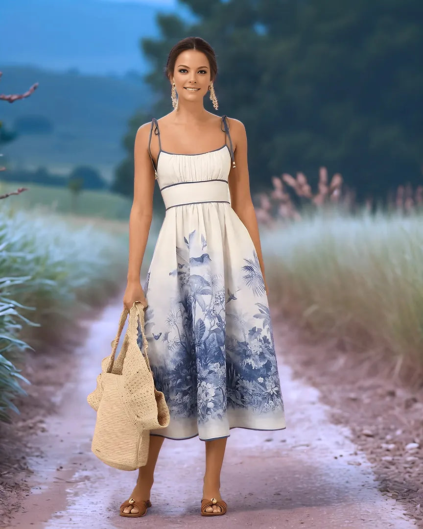 Vintage Resort Floral Halter Dress