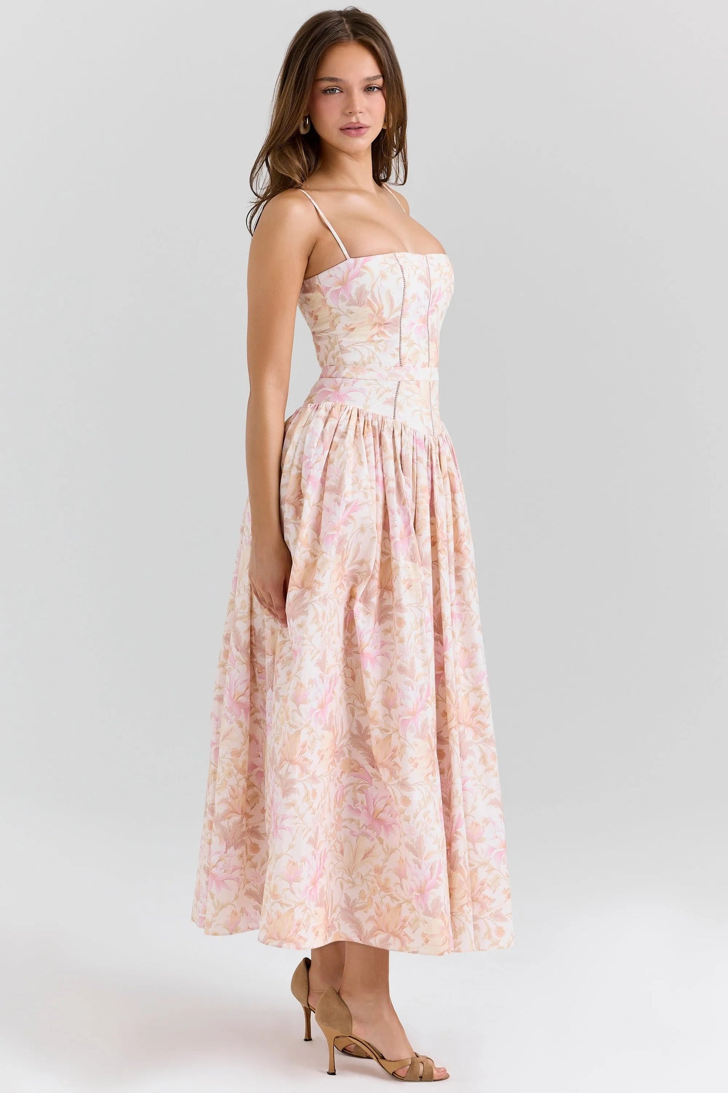 Sundress – Corset Midi Dress with Adjustable Straps