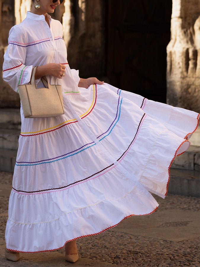 Women's Casual Solid Color Shirt Dress