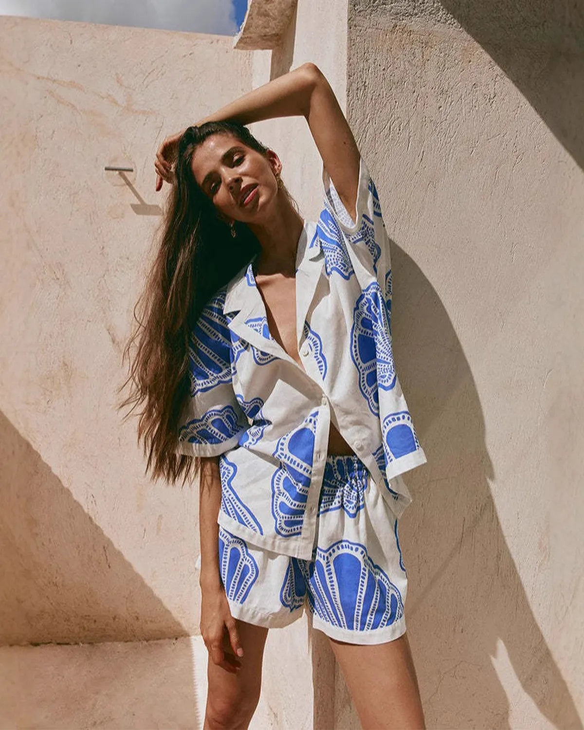 Relaxed Linen Printed Shirt & Shorts Set
