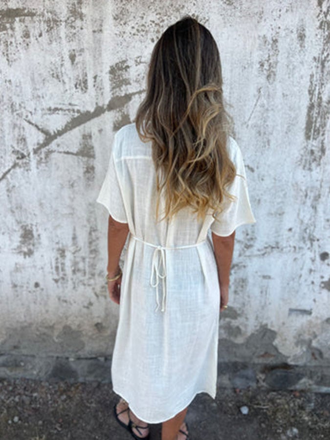 Women's Casual Solid Color Shirt Dress