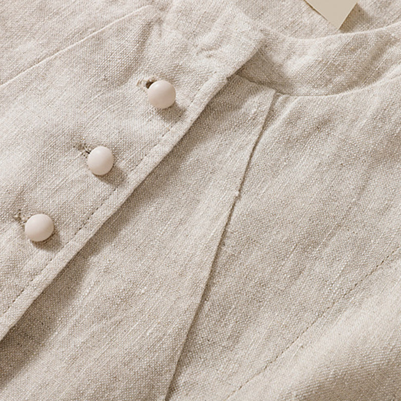 Women'S Solid Linen Blend Casual Jacket