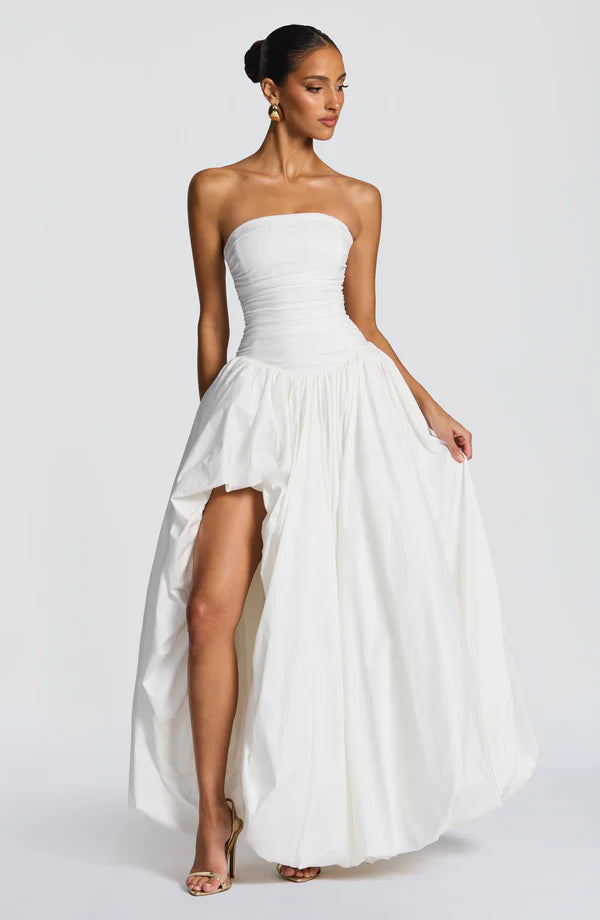 Elena Strapless Maxi Dress – Elegant Formal Gown with Front Split