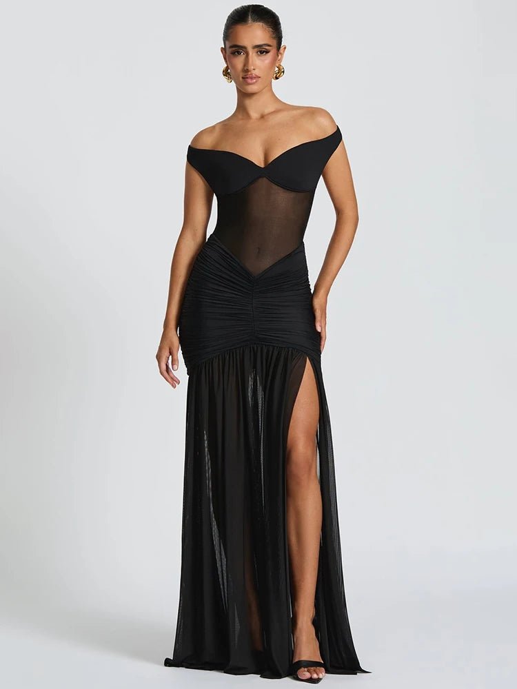 Celestia | Women’s Off Shoulder Maxi Evening Dress
