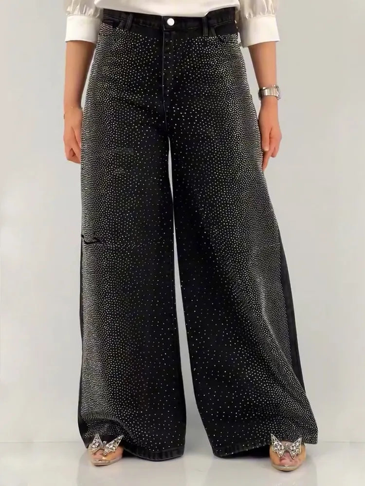 Rhinestone Washed Jeans