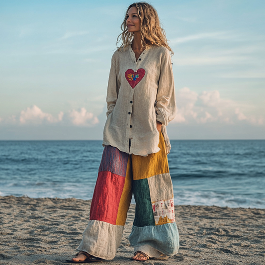 Comfort Vacation Oversized Linen Long Sleeve Set