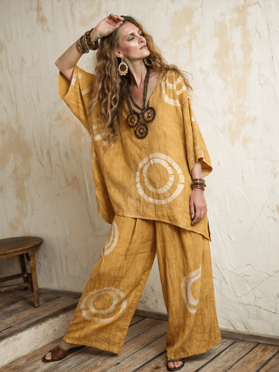 Cotton and linen women's loose suit