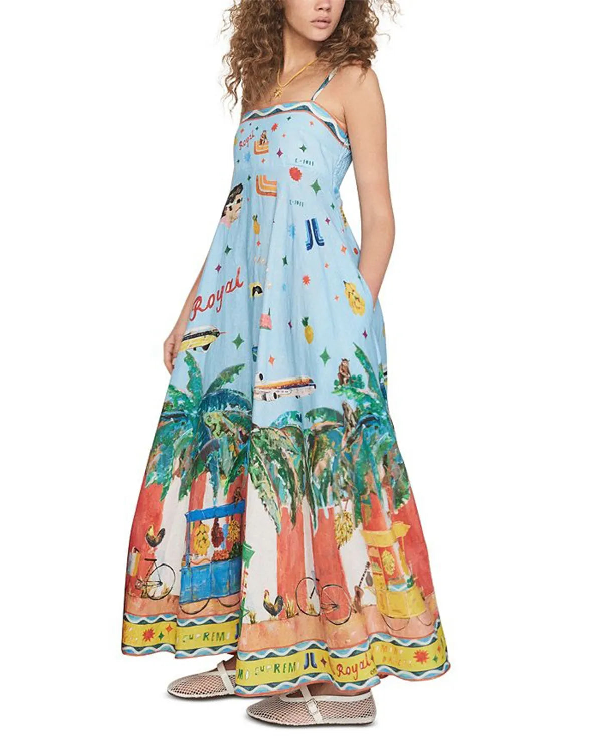 Casual Fashion Fun Print Maxi Sundress