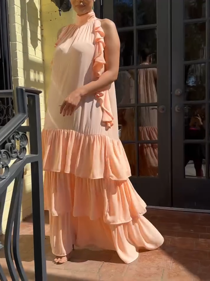 Bohemian Tiered Layer Halter Neck Party Dress