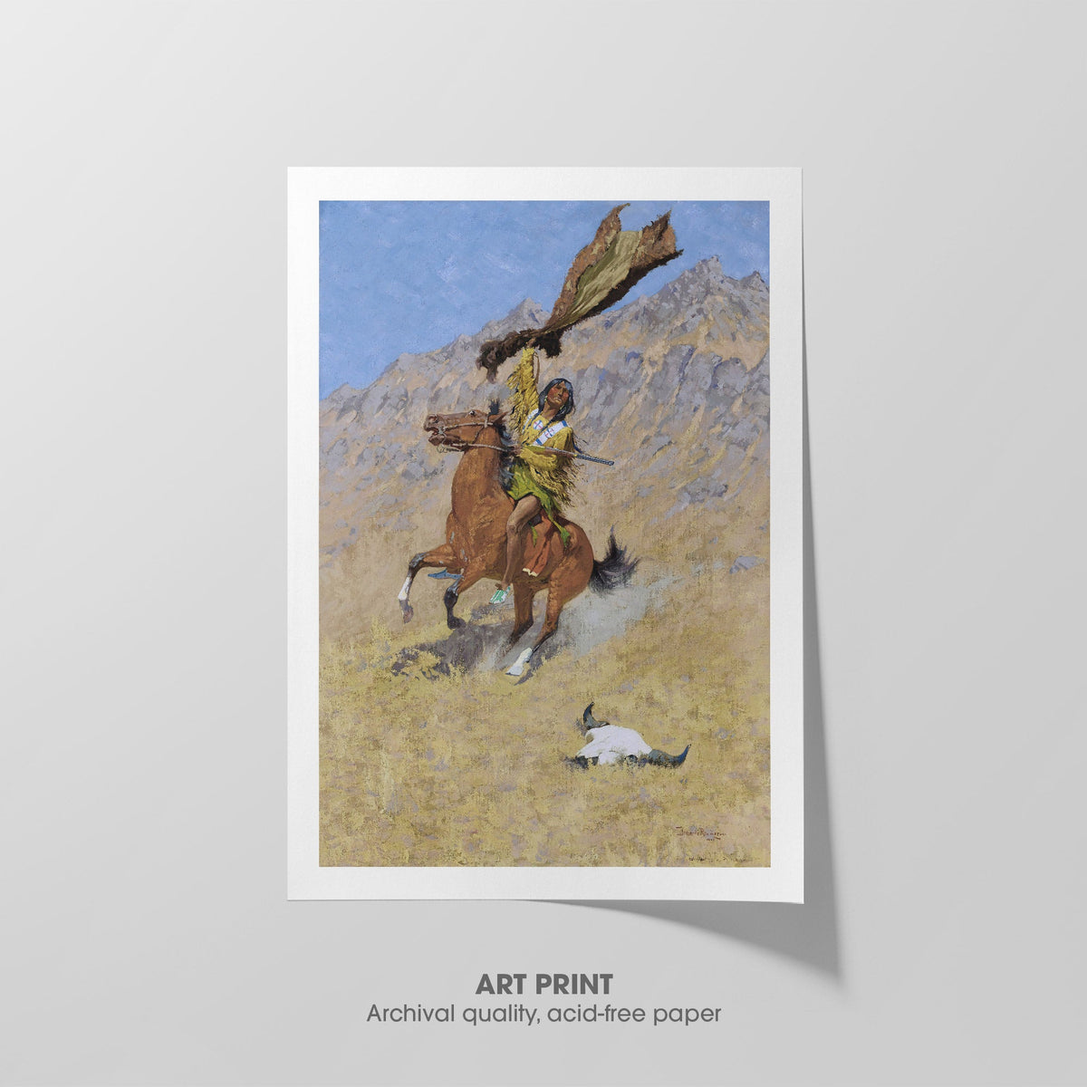 The Buffalo Signal  Remington  Art Print by Without A Frame - Oil Painting canvas print