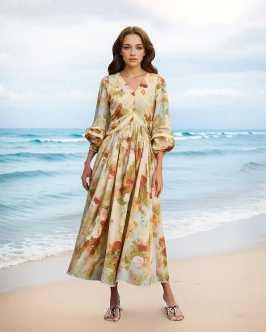 Floral Print V Neck Sundress