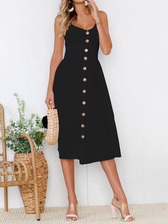 Women's Casual Button Sling Dress