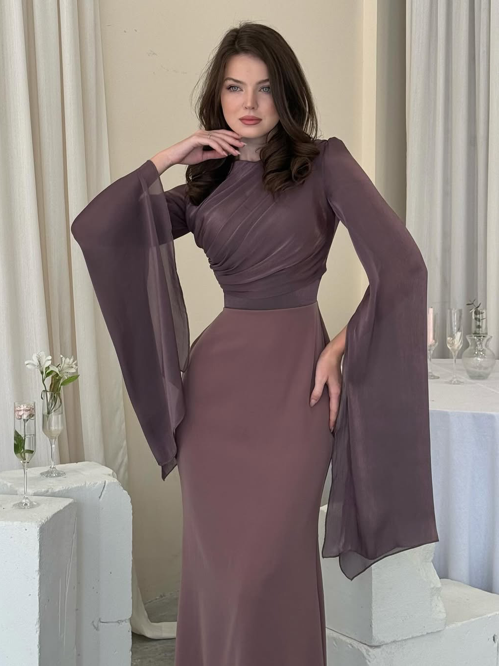 Elegant Satin Fitted Dress