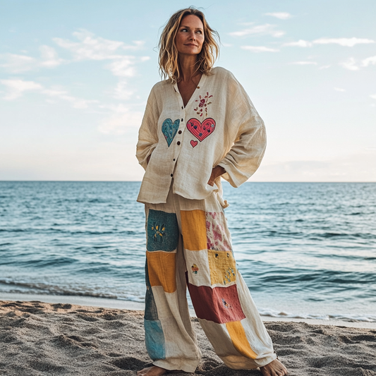 Comfort Vacation Oversized Linen Long Sleeve Set