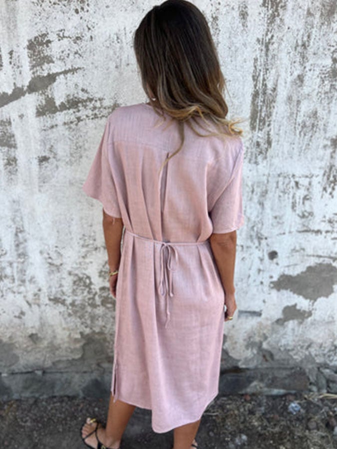 Women's Casual Solid Color Shirt Dress