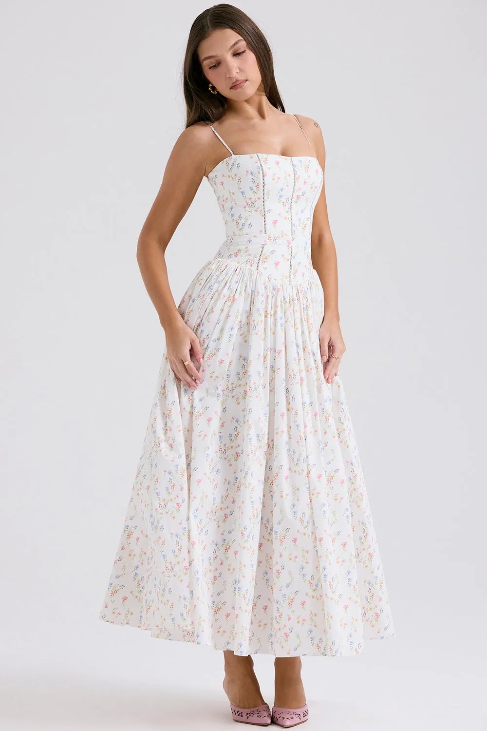 Sundress – Corset Midi Dress with Adjustable Straps