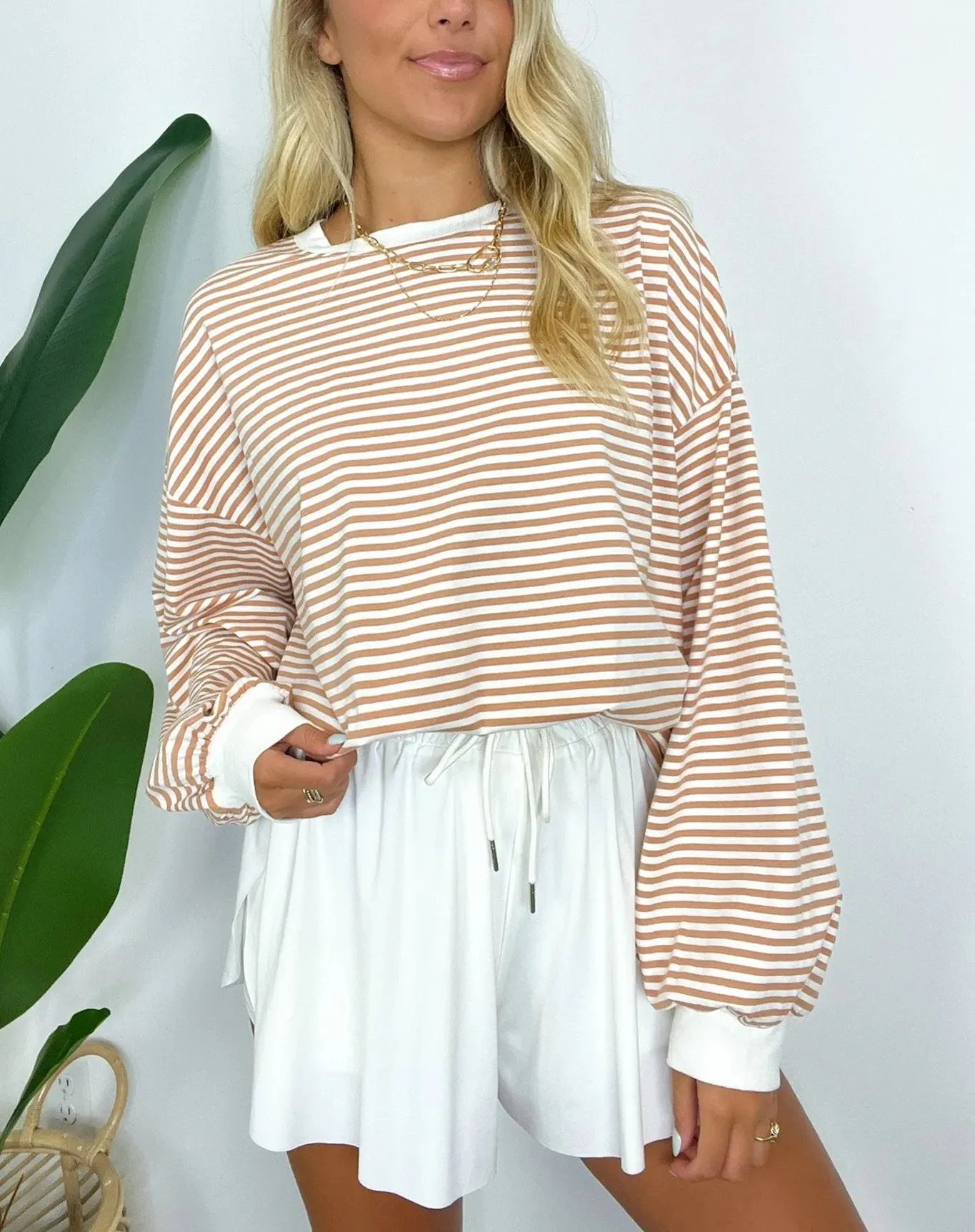 Women's Casual Striped Crewneck Oversized Pullover