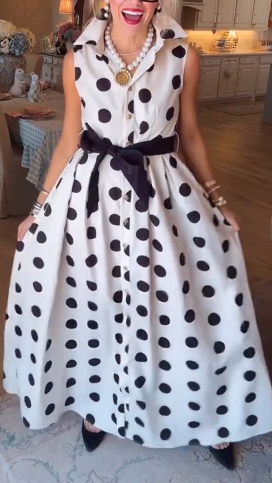 Women Collar Polka Dot Elegant Temperament Dress