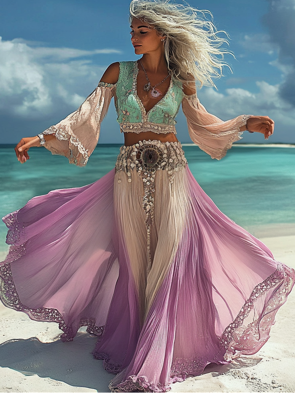 Summer vacation fashion elegant contrast color top+skirt set f776
