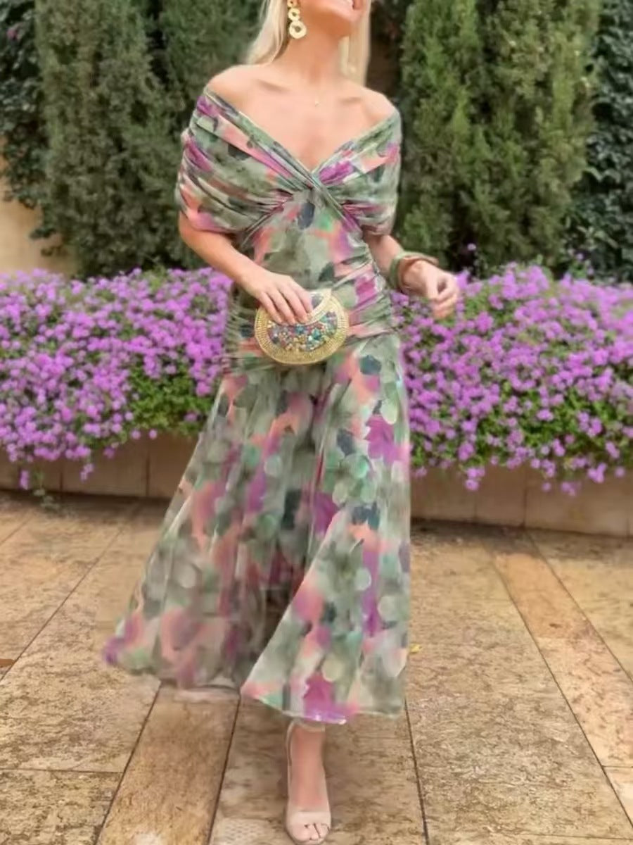 Sexy Off-Shoulder Boho Chiffon Long Beach Dress