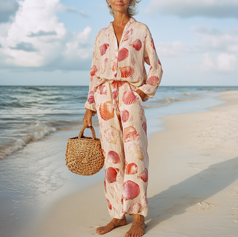 Comfort Vacation Oversized Linen Long Sleeve Set