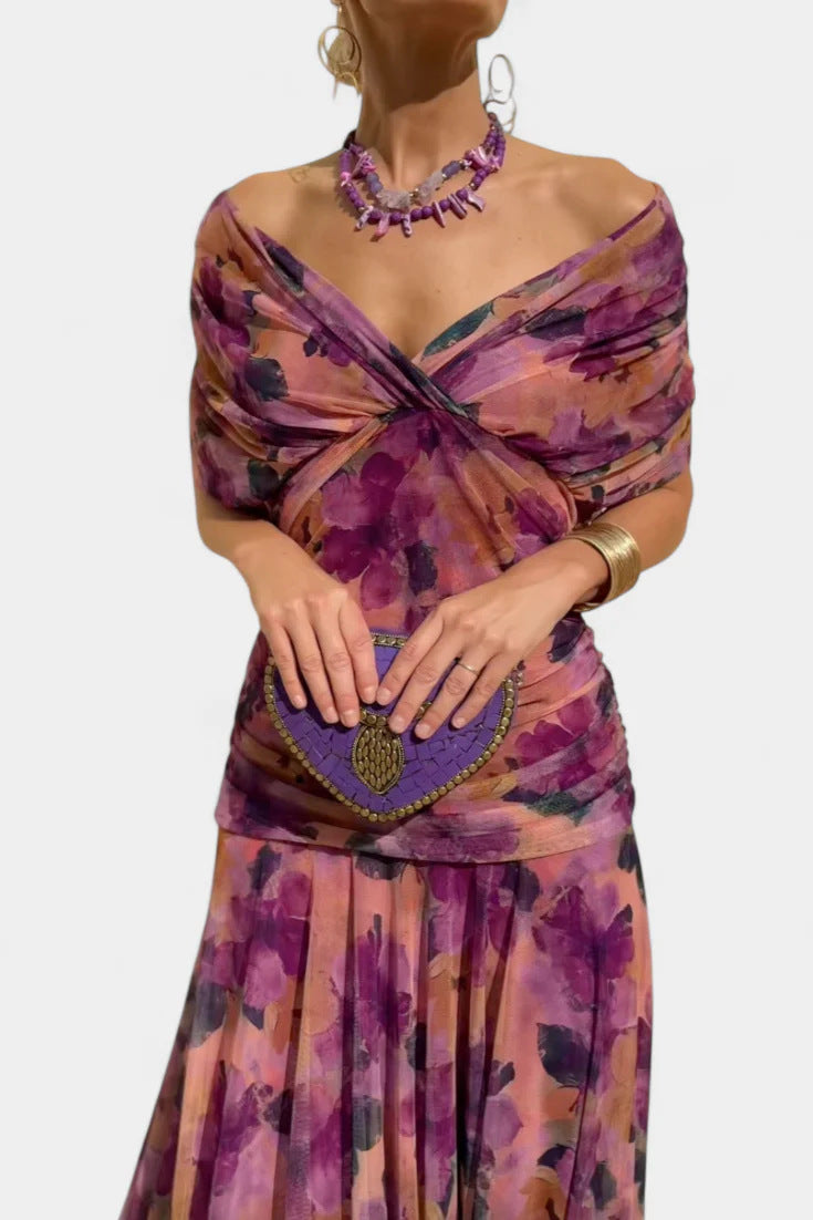 Sexy Off-Shoulder Boho Chiffon Long Beach Dress