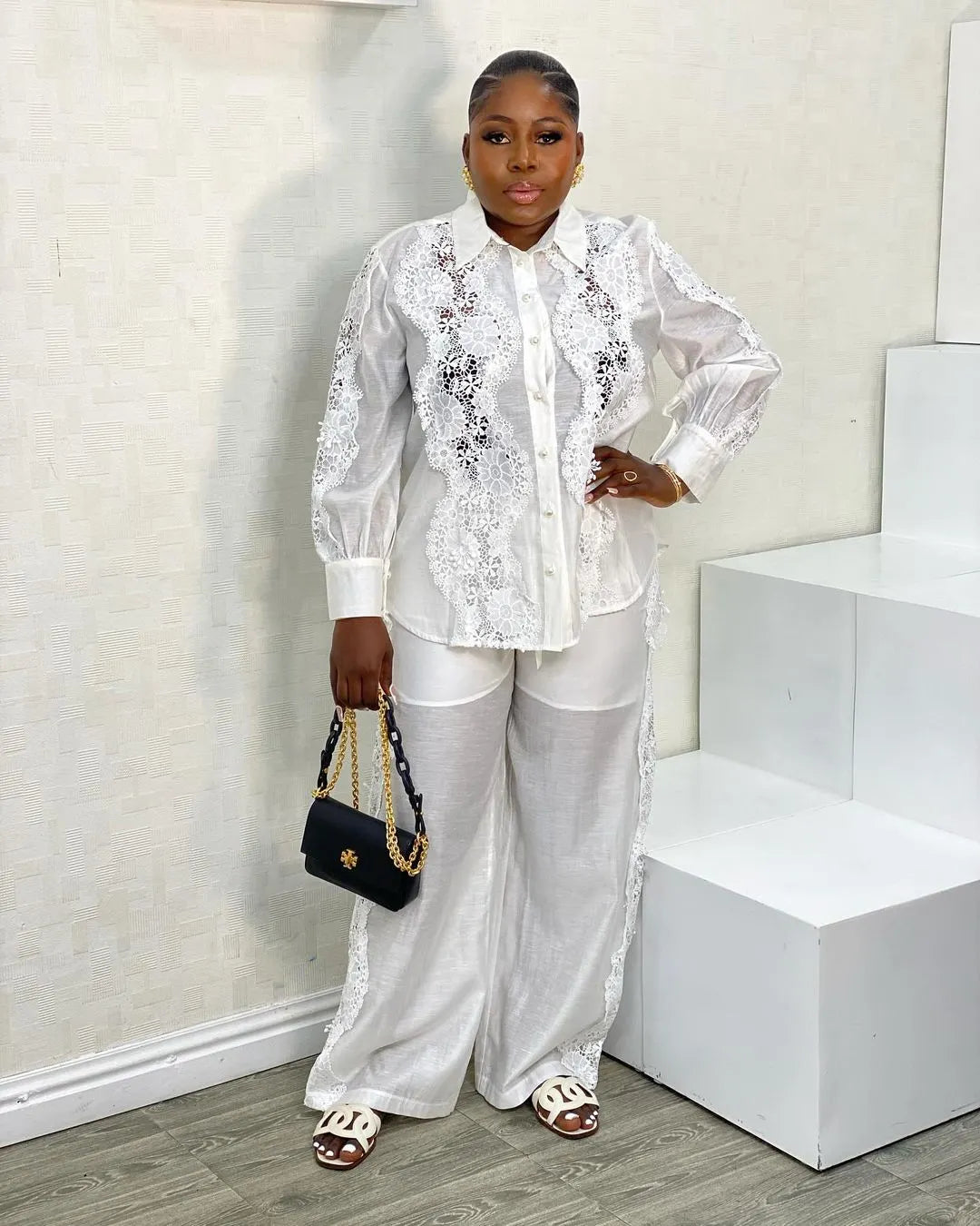Fashionable and Elegant Lace Stitching Casual Suit,Brand 1:1 replication