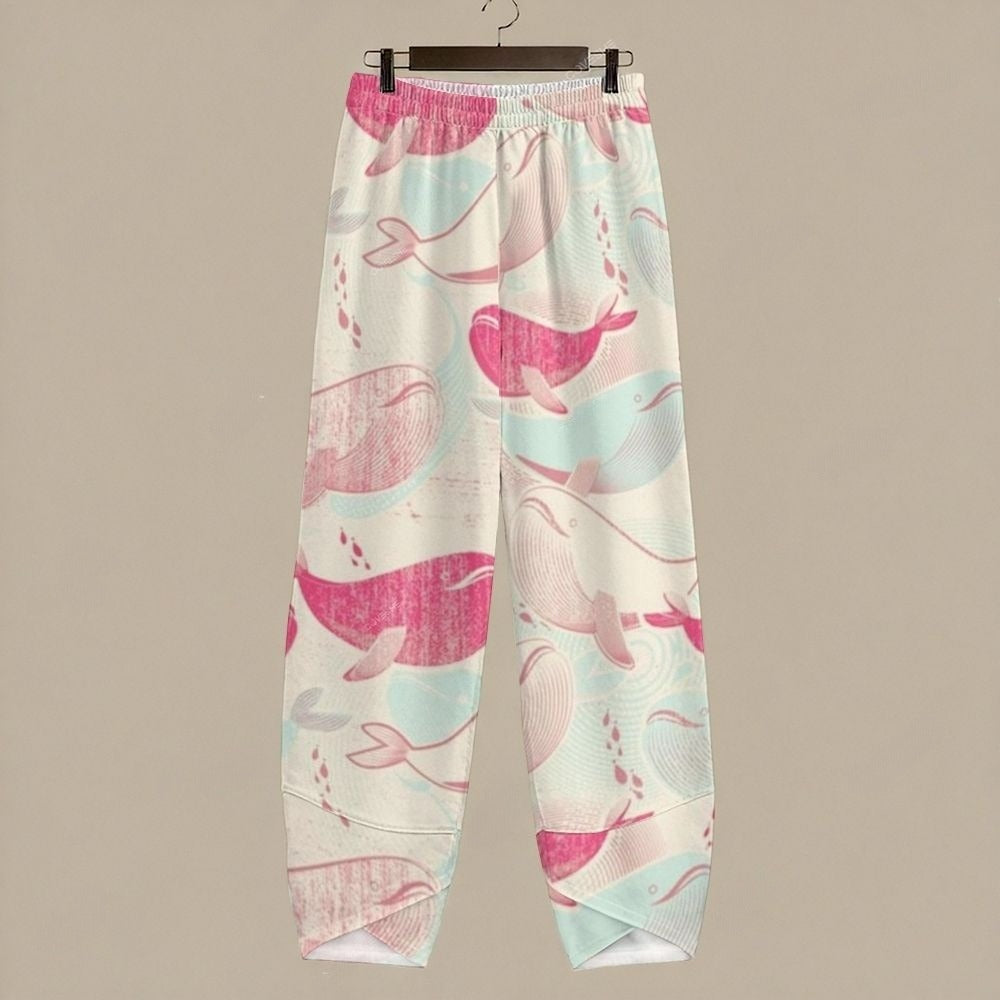 Women's Casual Pink Dolphin Printed Pants