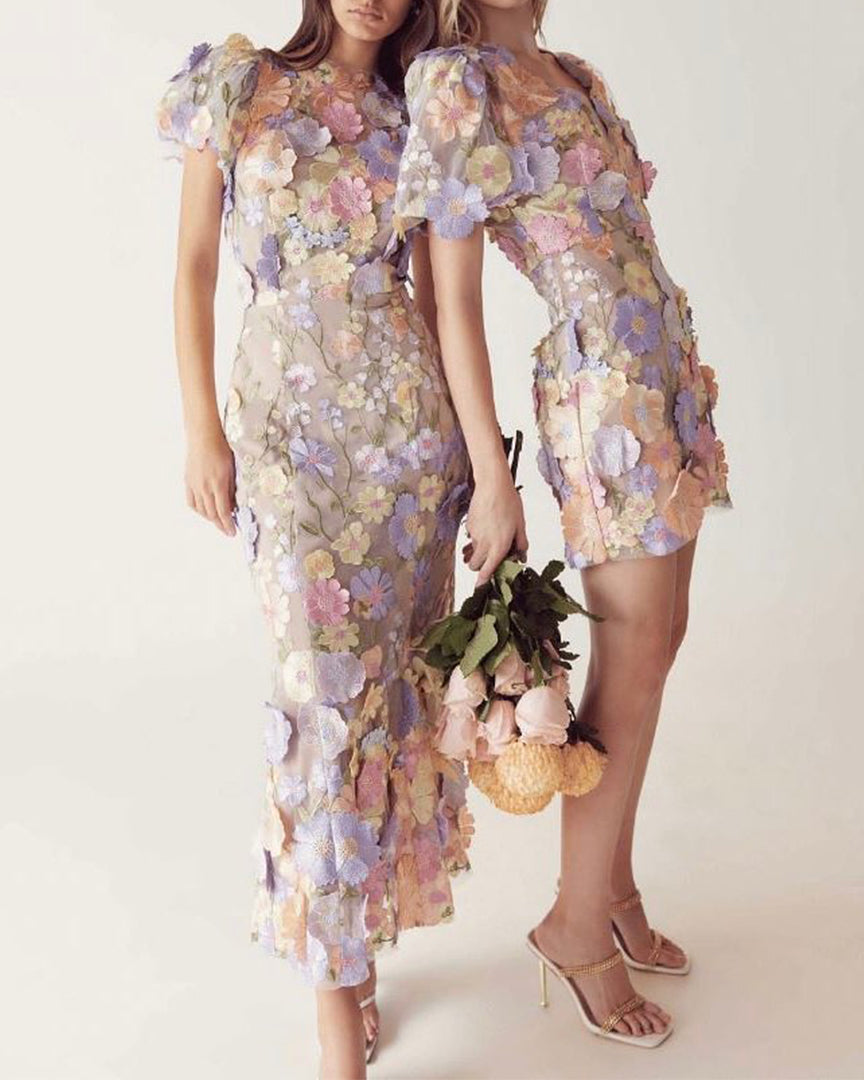 Astraea 3D Lace Maxi Dress