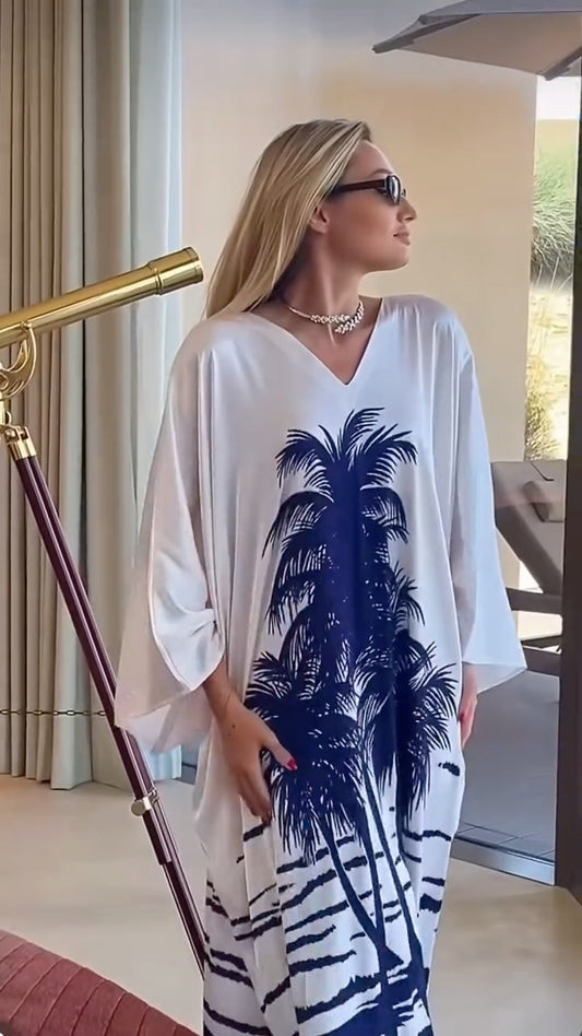 Loose-Fitting Kimono Sleeve Beach Cover-Up Dress