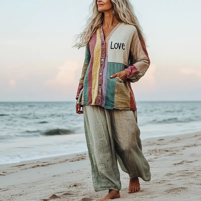 Comfort Vacation Oversized Linen Long Sleeve Set