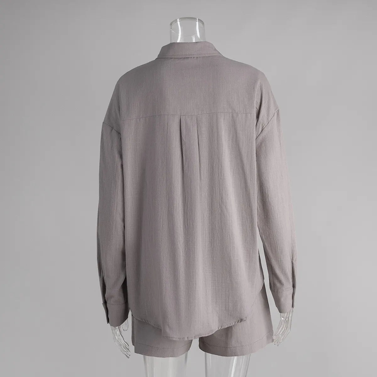 Cotton Cardigan Long Sleeve Shorts Set