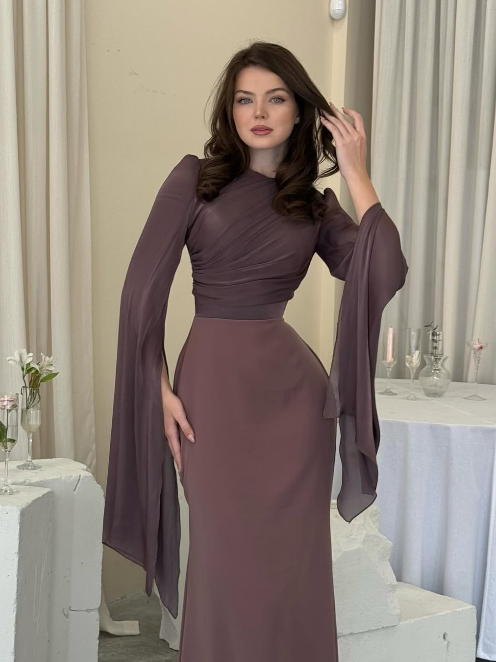 Elegant Satin Fitted Dress