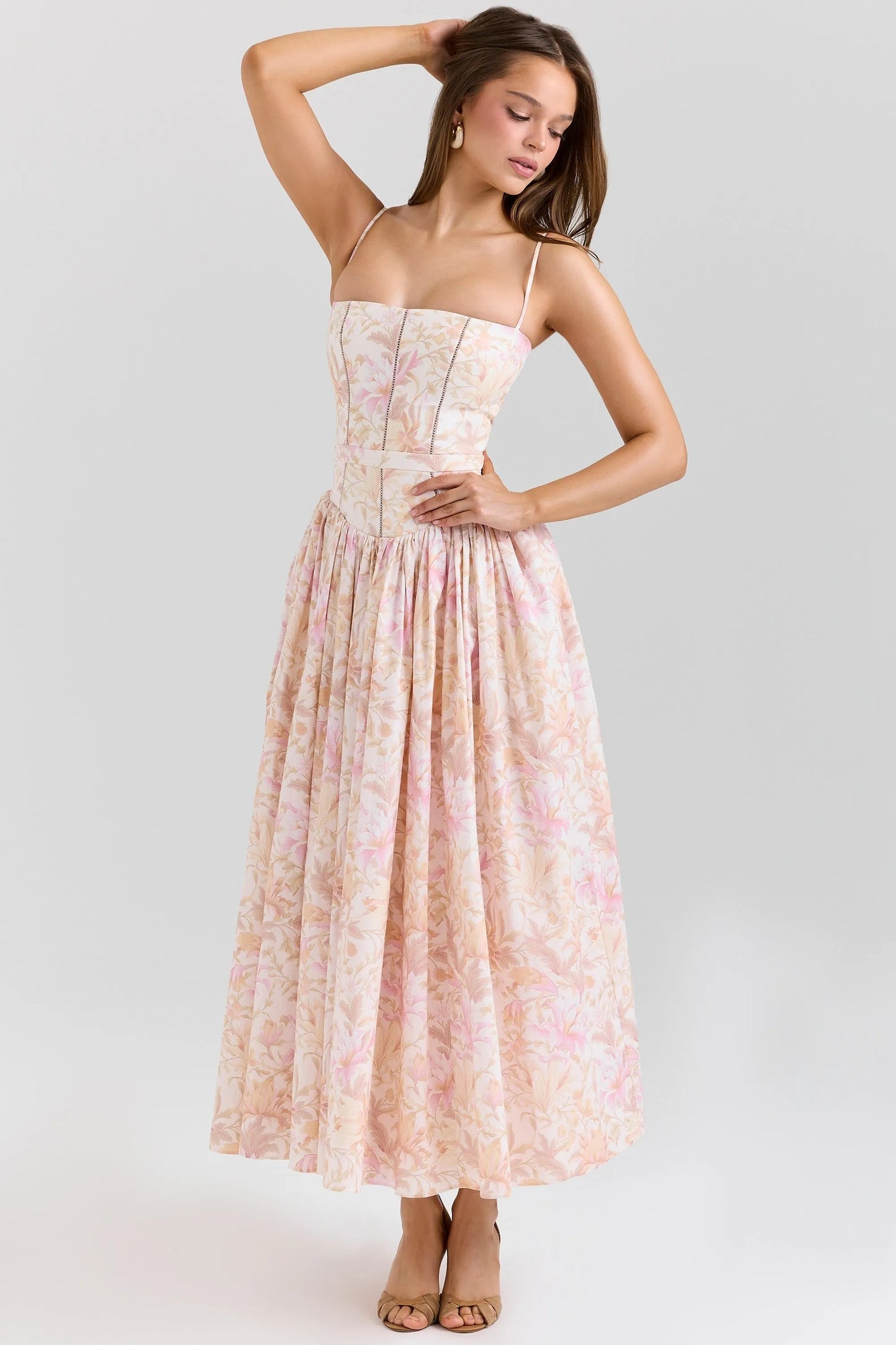 Sundress – Corset Midi Dress with Adjustable Straps