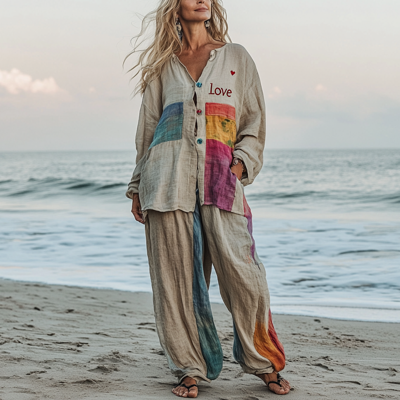 Comfort Vacation Oversized Linen Long Sleeve Set