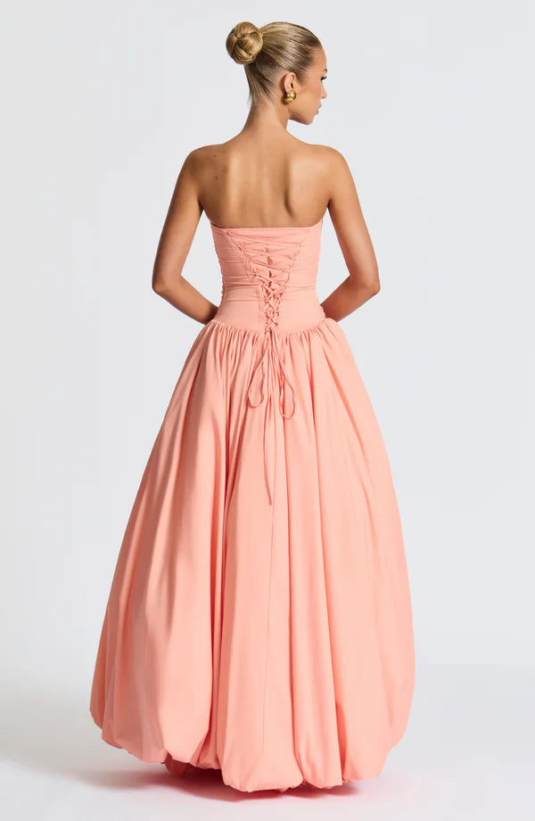 Elena Strapless Maxi Dress – Elegant Formal Gown with Front Split