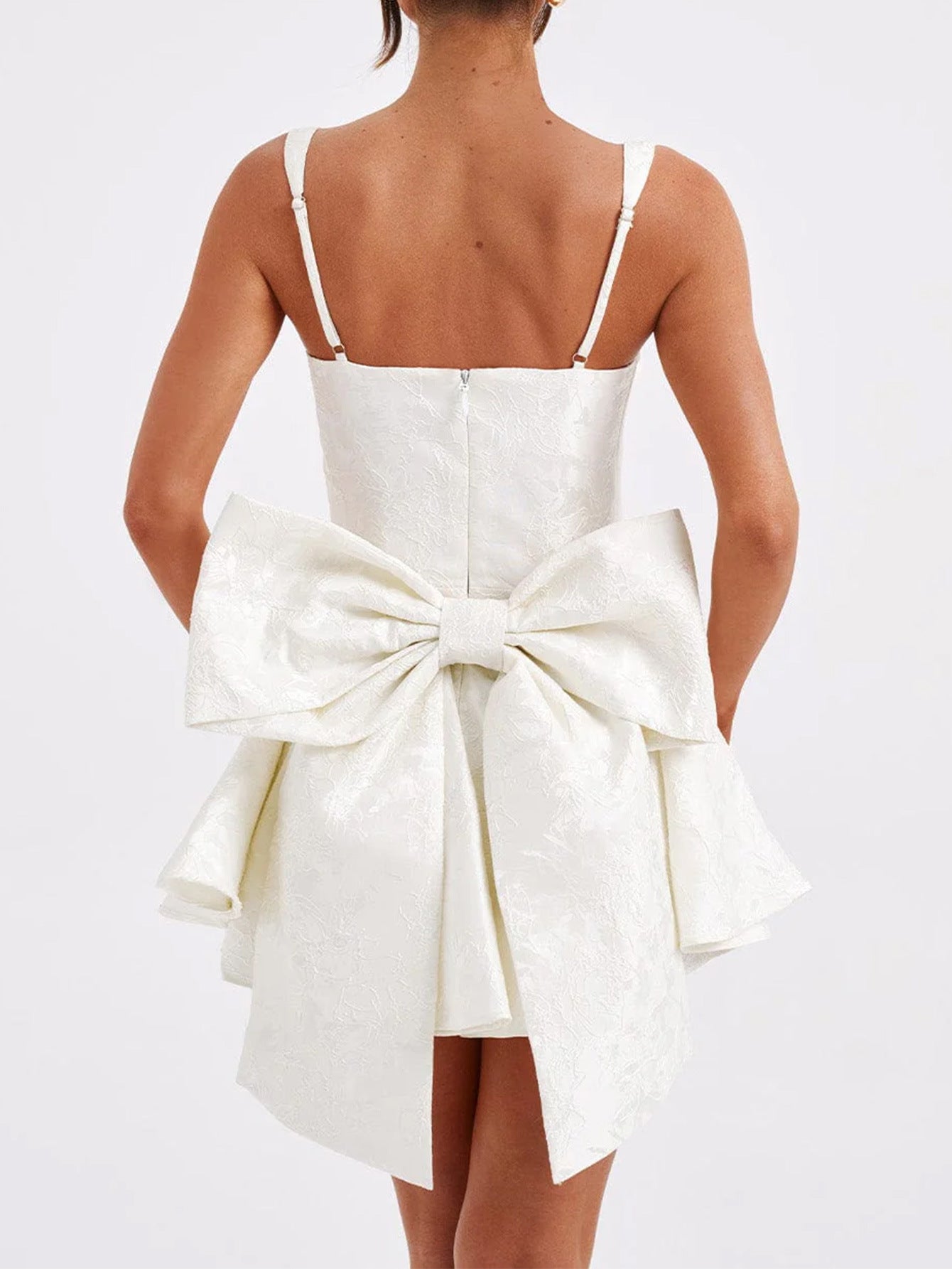 Jacquard Corset Mini Dress with Back Bow - Homecoming & Cocktail Party