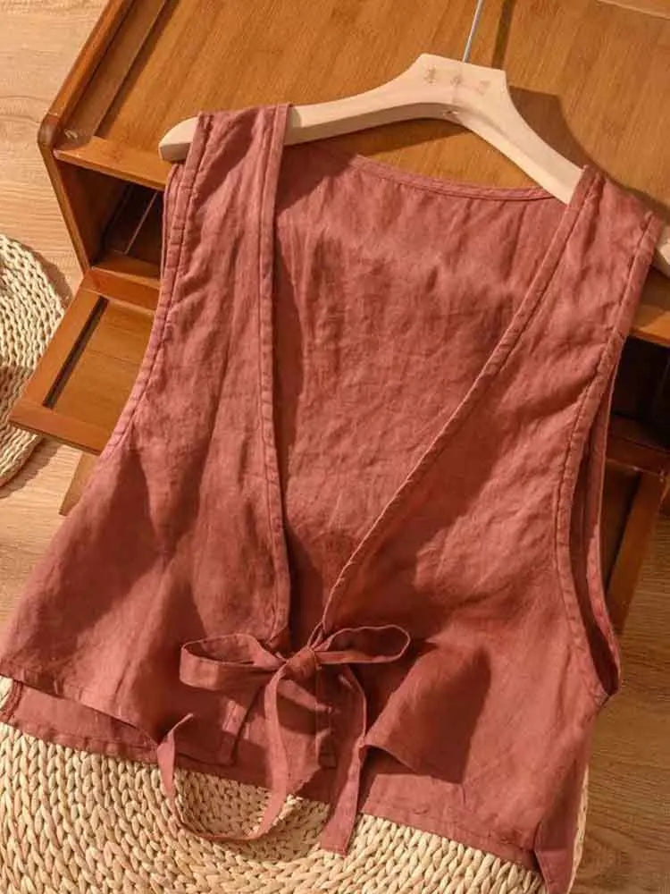 Women's Simple Versatile Linen Blend Casual Vest