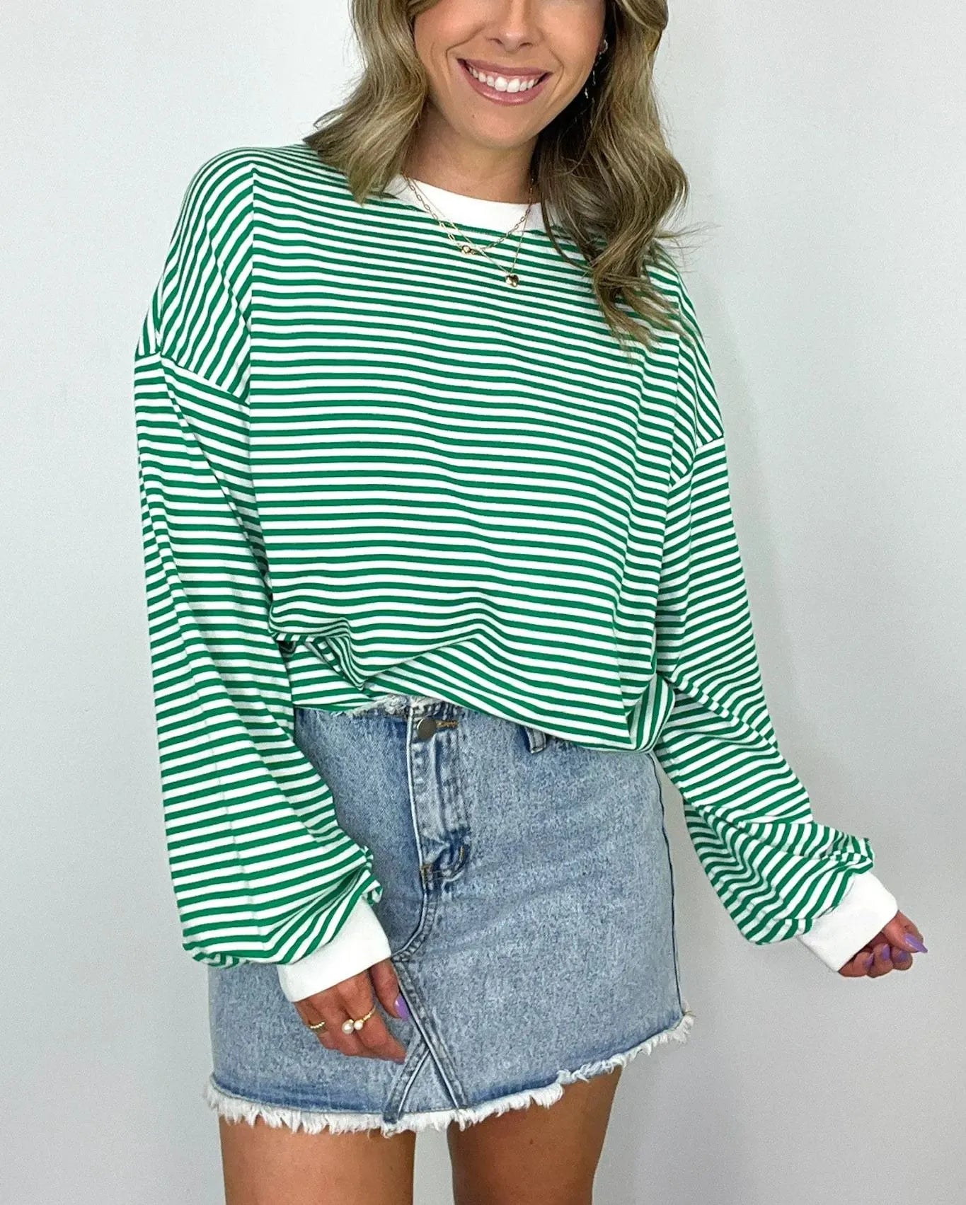 Women's Casual Striped Crewneck Oversized Pullover