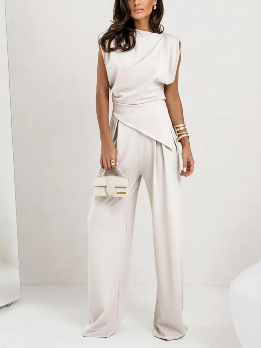 Irregular sleeveless casual two-piece set