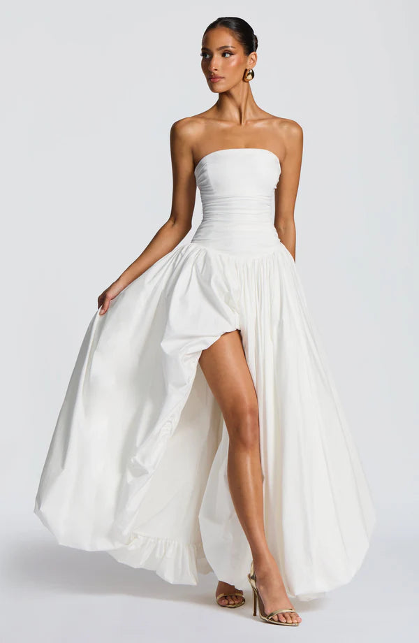 Elena Strapless Maxi Dress – Elegant Formal Gown with Front Split