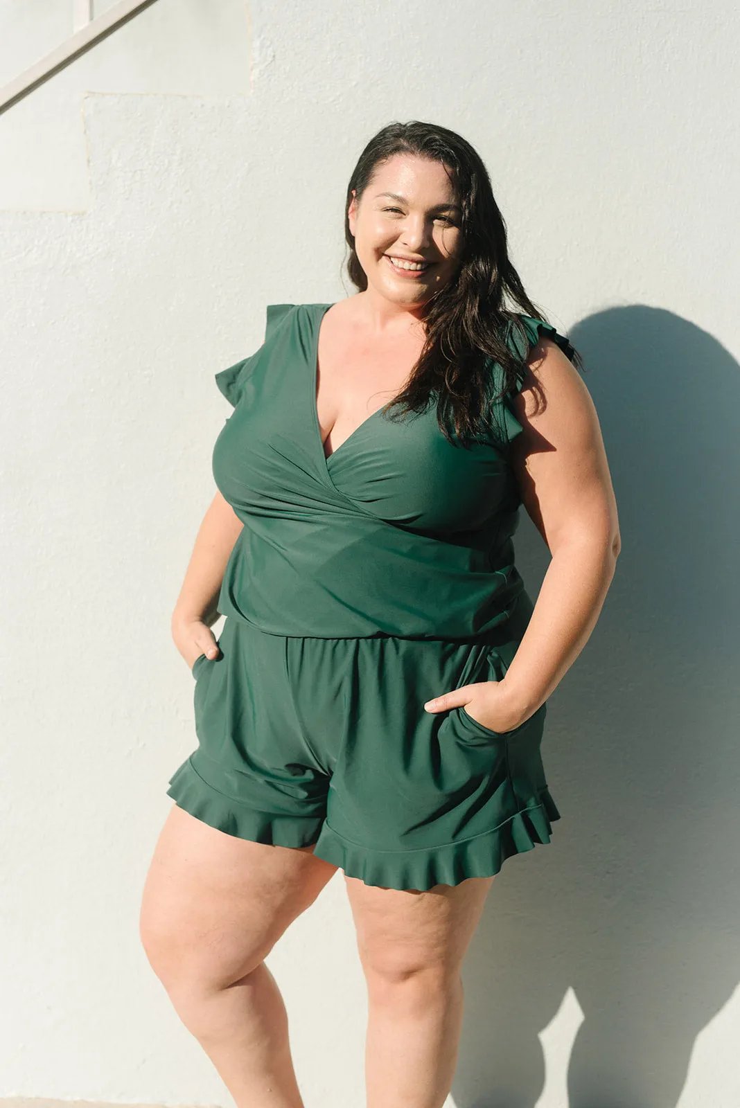 Swim Romper Built-in Bra& Detachable Bra Cup