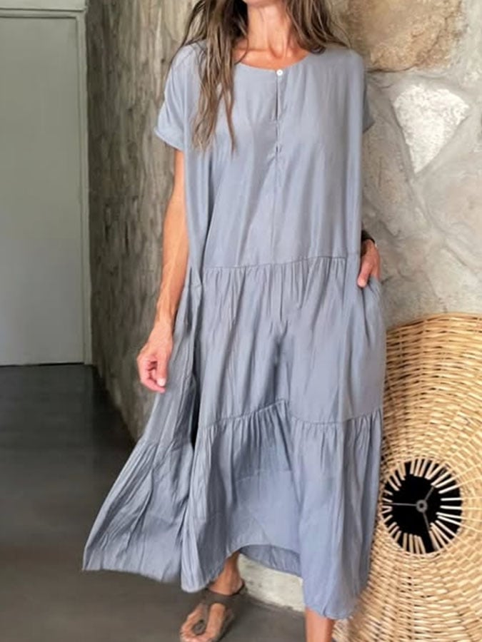Women'S Casual Solid Color Loose Dress