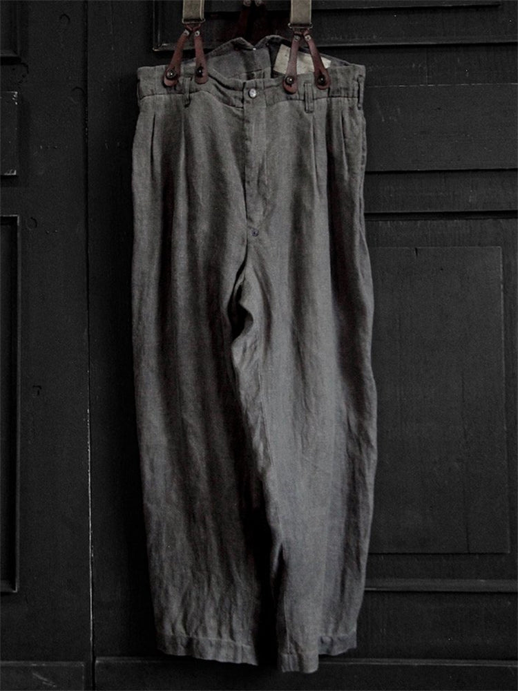 Men's Vintage Loose Fit Linen Blend Cropped Pants